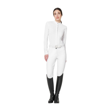 Polo de concurso para mujer tipo camisa con insertos de malla Equestro