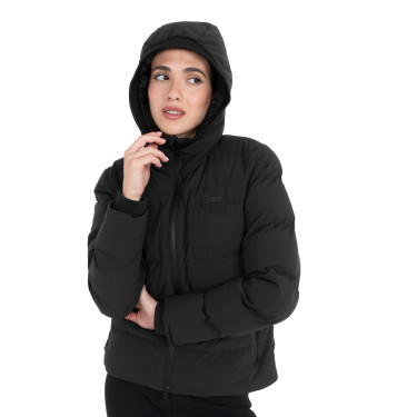 Chaqueta acolchada de mujer con capucha Equestro Negro