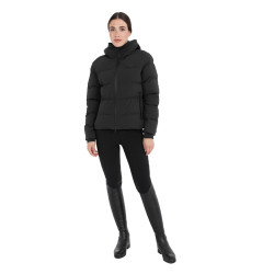 Chaqueta acolchada de mujer con capucha Equestro Negro