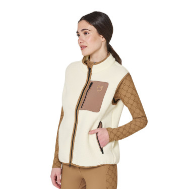 Chaleco de mujer de forro polar teddy con bolsillo frontal Equestro Chaleco de mujer de forro polar teddy con bolsillo frontal Equestro