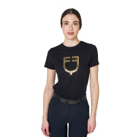 Camiseta mujer con logo en lámina Equestro Negro / dorado