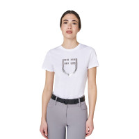 Camiseta mujer con logo en lámina Equestro Blanco / plata
