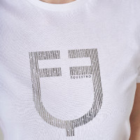 Camiseta mujer con logo en lámina Equestro Blanco / plata