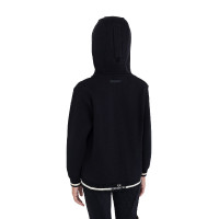 Sudadera unisex para niños con capucha y cremallera frontal Equestro Negro / negro