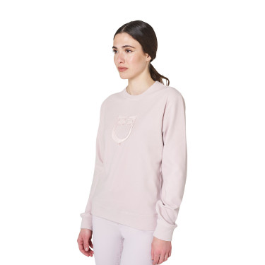 Sudadera de mujer de cuello redondo de forro polar Equestro Violeta afieltrado