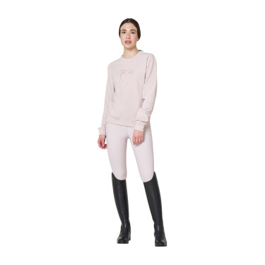 Sudadera de mujer de cuello redondo de forro polar Equestro Violeta afieltrado