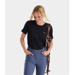 Camiseta de equitación Horse Pilot de lana merina para mujer Noche oscura Negro