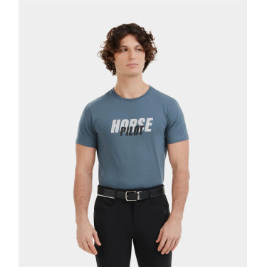 Camiseta Horse Pilot Team hombre Índigo vintage Azul