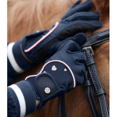 Guantes de equitación ELT Metropolitan Heart para niño Azul nocturno / lucky