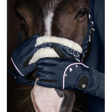 Guantes de equitación ELT Metropolitan Heart para niño Azul nocturno / lucky