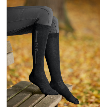 Calcetines de equitación unisex de merino ELT Negro Calcetines de equitación unisex de merino ELT Negro