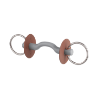 Mors de filete Beris cañón paso de lengua anillo 6 cm Suave Gris