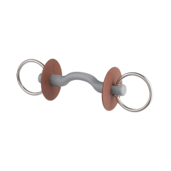 Mors de filete Beris cañón paso de lengua anillo 6 cm Suave Gris