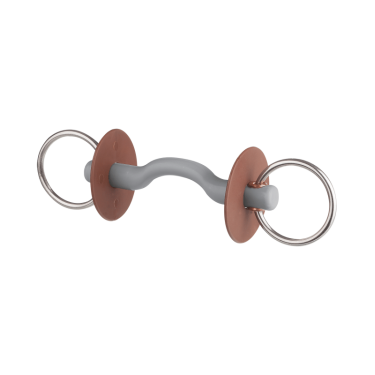 Mors de filete Beris cañón paso de lengua anillo 6 cm Suave Gris