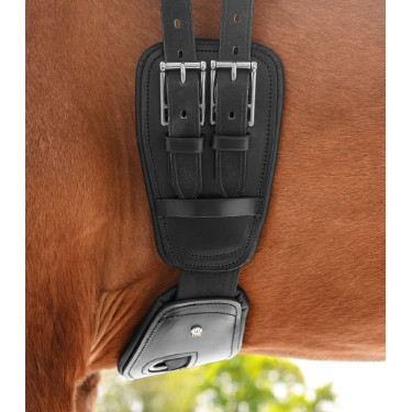 Cinchuela de equitación corta de cuero elástico