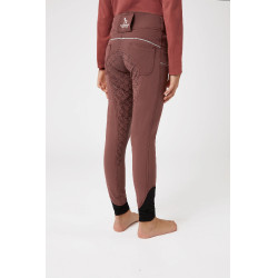 Pantalón de equitación con culera completa de silicona Horze Leighton Adolescente con bolsillo para teléfono Burdeos