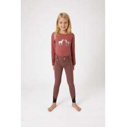 Pantalón de equitación con culera completa de silicona Horze Leighton Adolescente con bolsillo para teléfono Burdeos