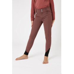 Pantalón de equitación con culera completa de silicona Horze Leighton Adolescente con bolsillo para teléfono Burdeos