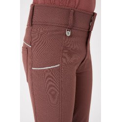 Pantalón de equitación con culera completa de silicona Horze Leighton Adolescente con bolsillo para teléfono Burdeos