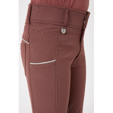 Pantalón de equitación con culera completa de silicona Horze Leighton Adolescente con bolsillo para teléfono Burdeos