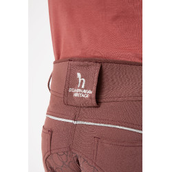 Pantalón de equitación con culera completa de silicona Horze Leighton Adolescente con bolsillo para teléfono Burdeos