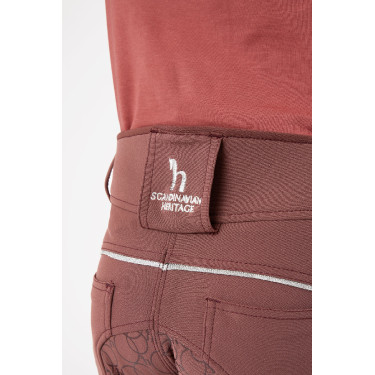 Pantalón de equitación con culera completa de silicona Horze Leighton Adolescente con bolsillo para teléfono Burdeos