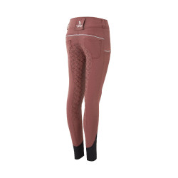 Pantalón de equitación con culera completa de silicona Horze Leighton Adolescente con bolsillo para teléfono Burdeos