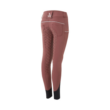 Pantalón de equitación con culera completa de silicona Horze Leighton Adolescente con bolsillo para teléfono Burdeos