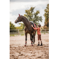 Pantalón de equitación con culera completa de silicona Horze Leighton Adolescente con bolsillo para teléfono Burdeos