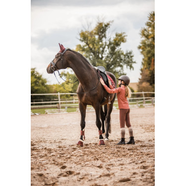 Pantalón de equitación con culera completa de silicona Horze Leighton Adolescente con bolsillo para teléfono Burdeos