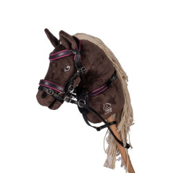 Bocado de cuero Manchester Hobby Horsing- HKM Negro / fucsia
