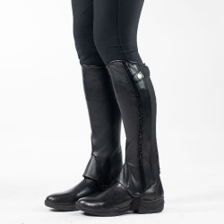 Polainas de cuero PU con purpurina Horze Sabrina Negro