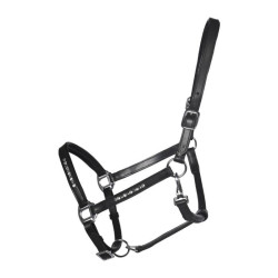 Cabezada de cuero HKM Sparkle Negro