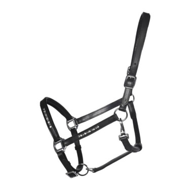Cabezada de cuero HKM Sparkle Negro