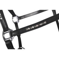 Cabezada de cuero HKM Sparkle Negro