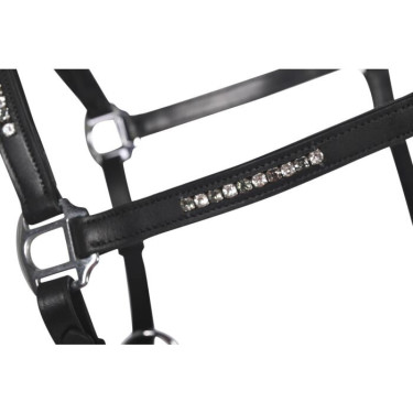 Cabezada de cuero HKM Sparkle Negro