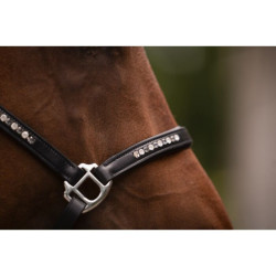 Cabezada de cuero HKM Sparkle Negro
