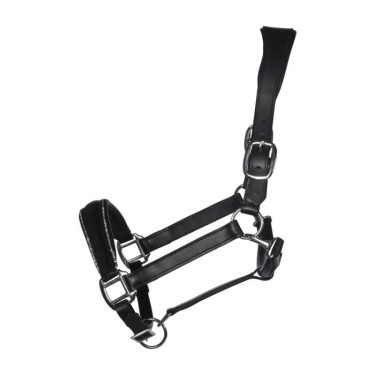 Cabezada de cuero HKM Glamour Negro / plata