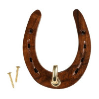 Soporte de hierro HKM para caballo en madera y latón Latón Oro