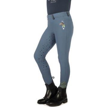 Legging HKM Pony Dream II con culera completa de silicona Gris azulado