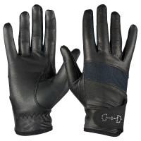 Guantes de cuero y malla Horze para mujer Negro