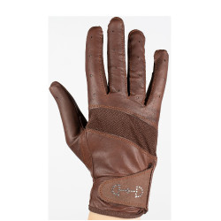 Guantes de cuero y malla para mujer Horze Castaño Marrón Guantes de cuero y malla para mujer Horze Castaño Marrón