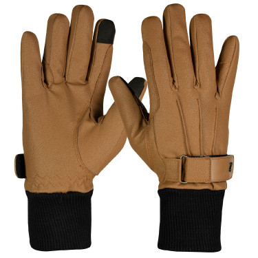 Guantes cuero sintético con forro polar Horze Marrón claro