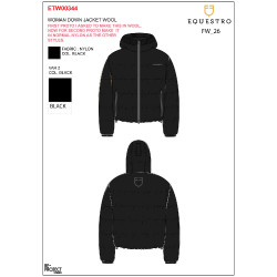 Chaqueta acolchada de mujer con capucha Equestro Negro