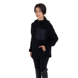 Sudadera infantil unisex de forro polar teddy con cremallera y capucha Equestro