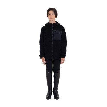 Sudadera infantil unisex de forro polar teddy con cremallera y capucha Equestro