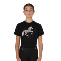 Camiseta niña Keep Calm & Fly de algodón Equestro niño Negro