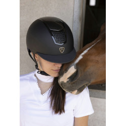 Casco EQUITHEME Airy Negro / azúl brillo