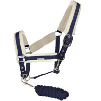 Conjunto de cabezada y ramal Velta Flags & Cup Azul marino