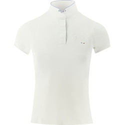 Polo de concurso Pénélope Madrid manga corta Blanco / gris